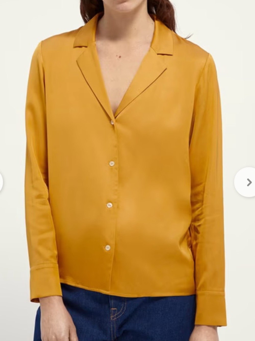 Scotch & Soda Golden Mustard Satin Button-Down Blouse
